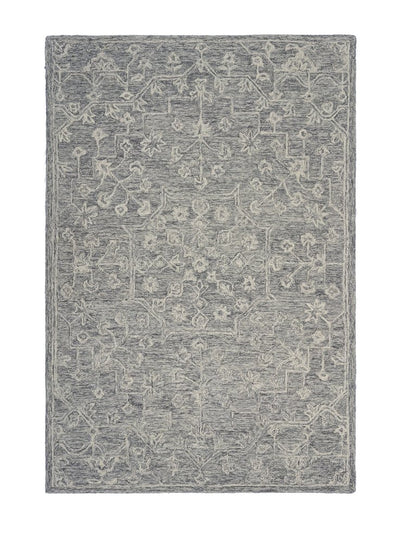 8’ Round Gray Floral Finesse Area Rug