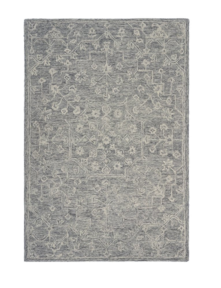 8’ Round Gray Floral Finesse Area Rug