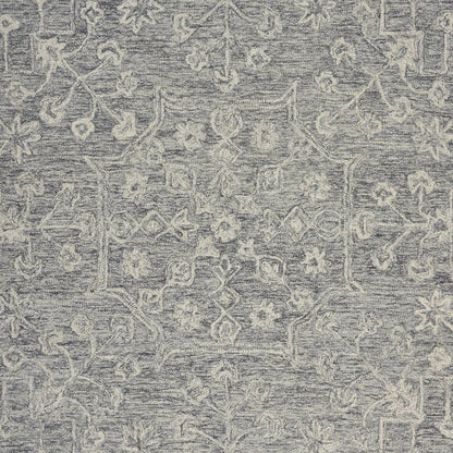 8’ Round Gray Floral Finesse Area Rug