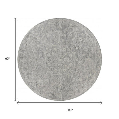8’ Round Gray Floral Finesse Area Rug