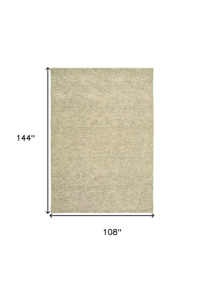 9' X 12' Light Green Floral Paradise Area Rug