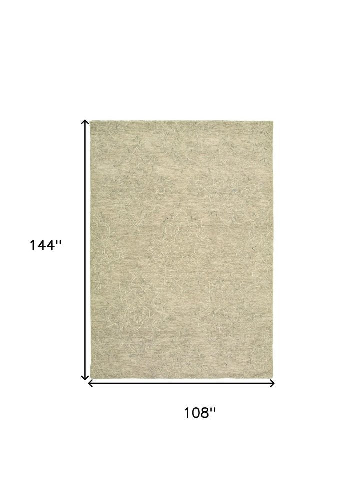 9' X 12' Light Green Floral Paradise Area Rug