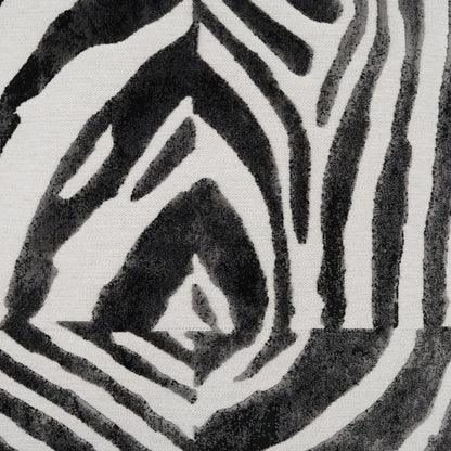 Zebra-print black-and-white decorative pillow; square 24 x 24 inches.