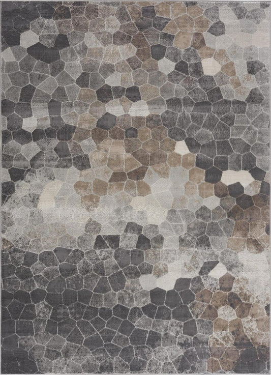 5' X 8' Beige Cobblestone Pattern Area Rug