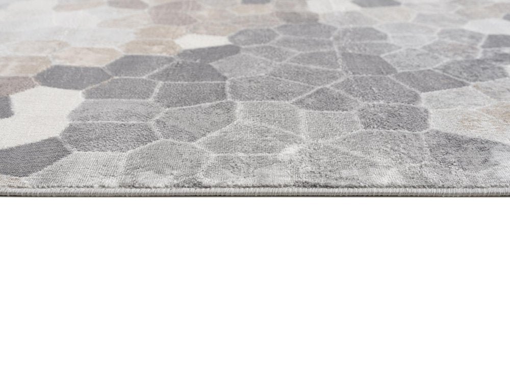 4' X 6' Beige Cobblestone Pattern Area Rug
