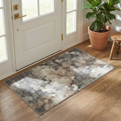 2' X 3' Beige Cobblestone Pattern Scatter Rug