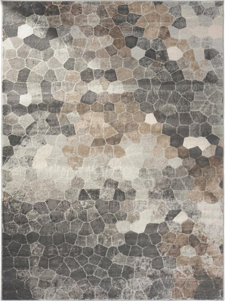 2' X 3' Beige Cobblestone Pattern Scatter Rug