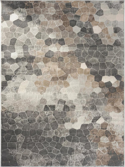2' X 3' Beige Cobblestone Pattern Scatter Rug