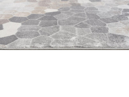 5' X 8' Beige Cobblestone Pattern Area Rug