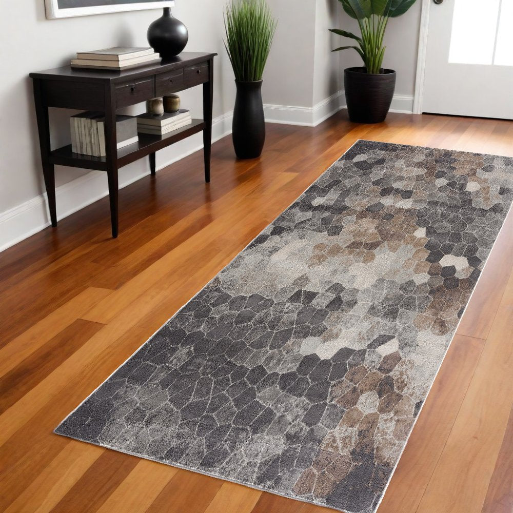5' X 8' Beige Cobblestone Pattern Area Rug