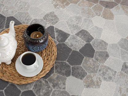 4' X 6' Beige Cobblestone Pattern Area Rug