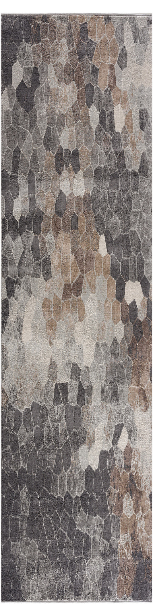 2' X 8' Beige Cobblestone Pattern Runner Rug