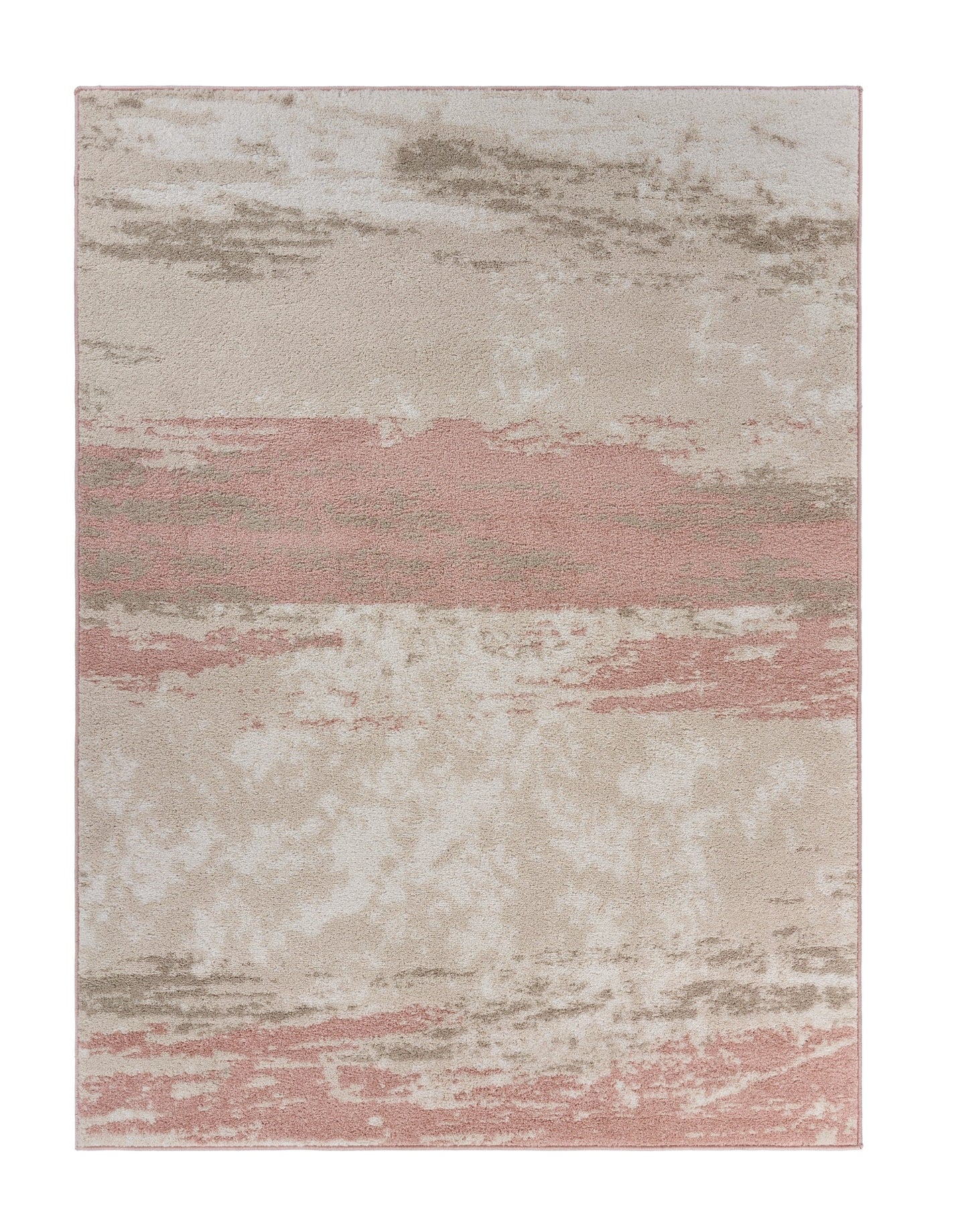 8’ x 10’ Blush and Beige Abstract Strokes Area Rug