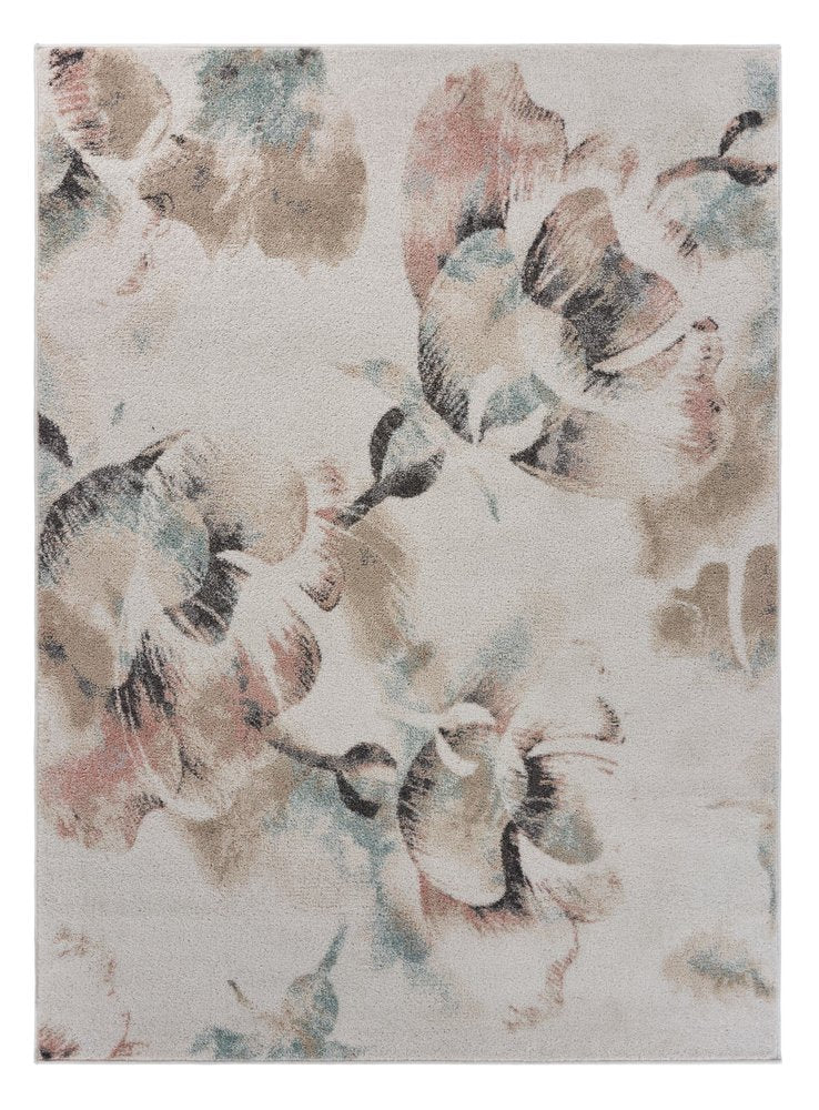 8' X 10' Ivory Soft Floral Artwork Area Rug