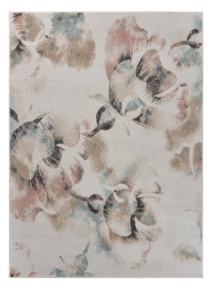 8' X 10' Ivory Soft Floral Artwork Area Rug