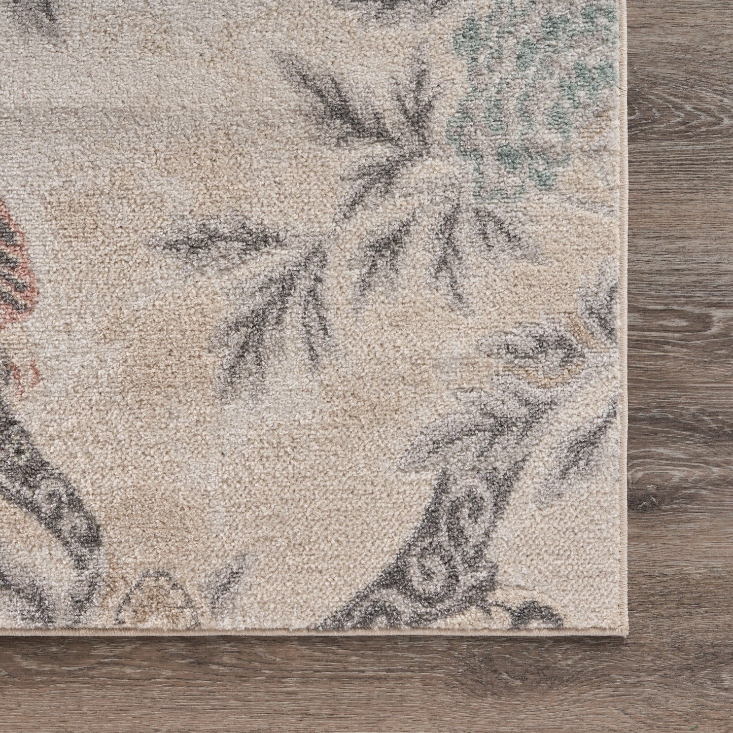 5' X 7' Soft Beige Birds and Trees Area Rug