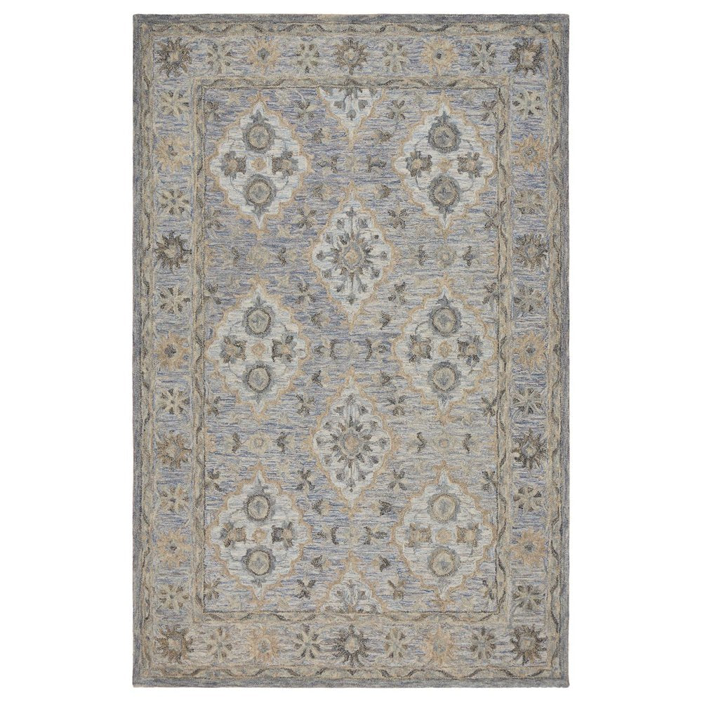 8' X 10' Blue and Tan Traditional Area Rug