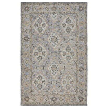 8' X 10' Blue and Tan Traditional Area Rug