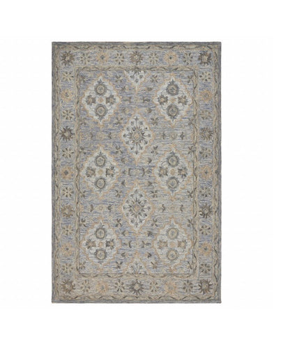8' X 10' Blue and Tan Traditional Area Rug