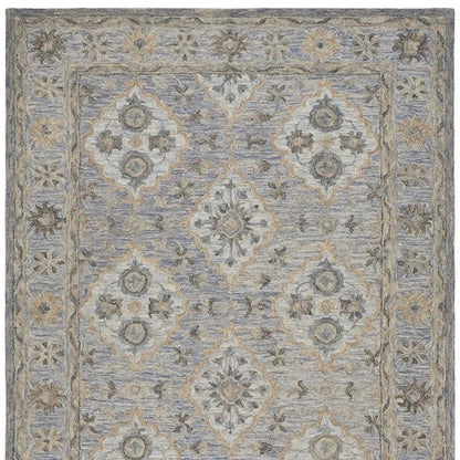 8' X 10' Blue and Tan Traditional Area Rug