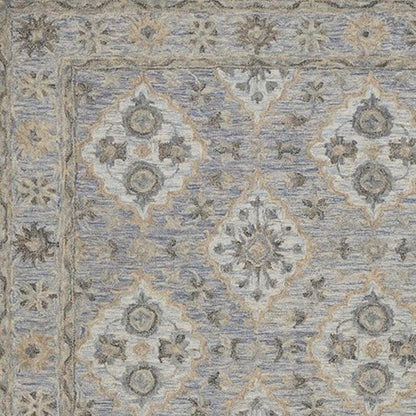 8' X 10' Blue and Tan Traditional Area Rug