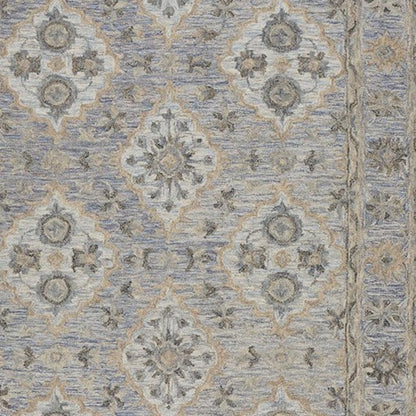 8' X 10' Blue and Tan Traditional Area Rug