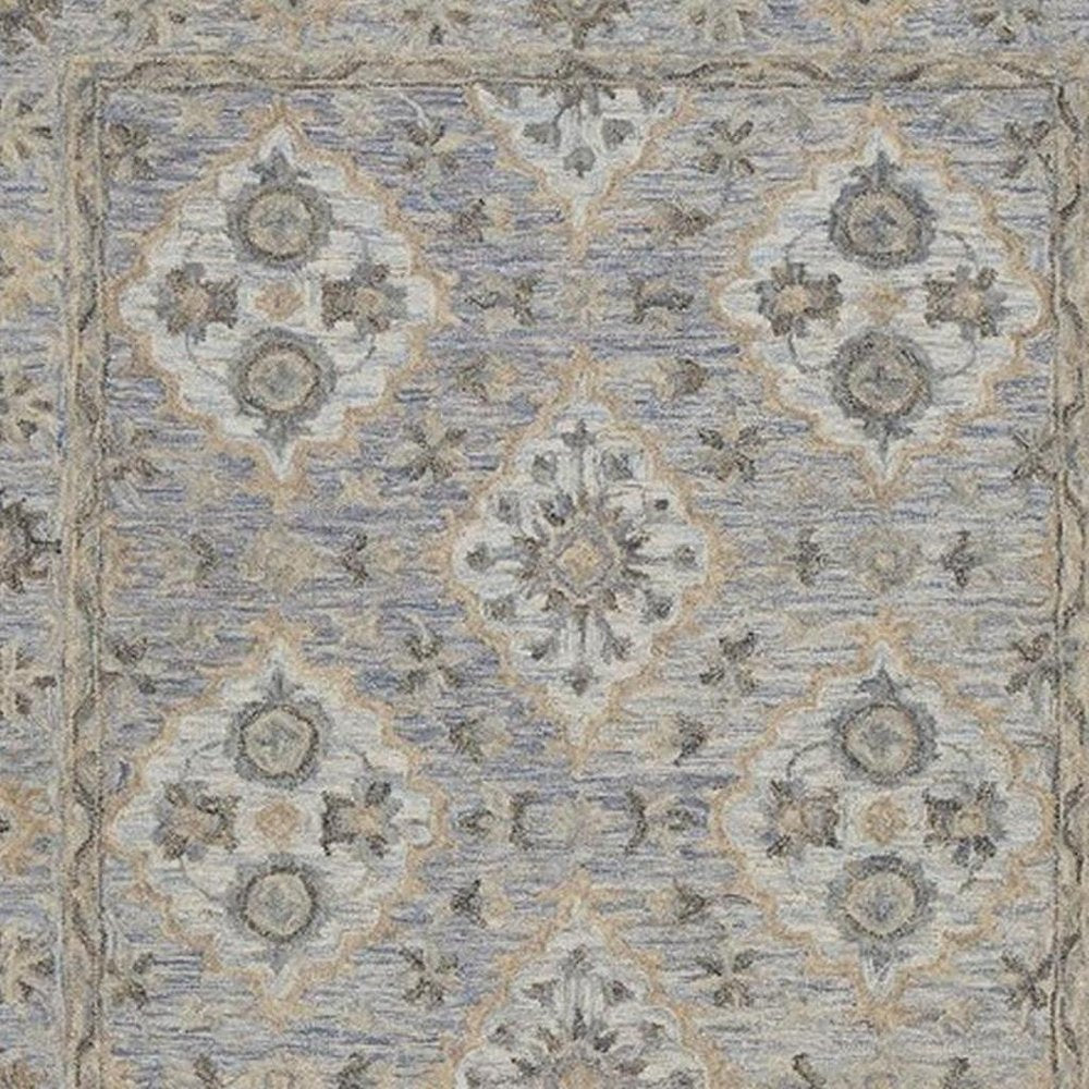 8' X 10' Blue and Tan Traditional Area Rug
