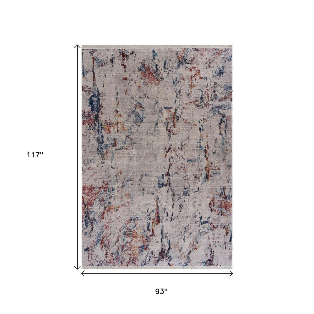 9' X 12' Orange and Ivory Medallion Area Rug