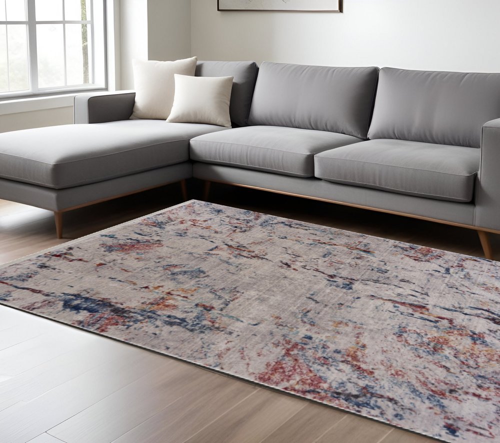 9' X 12' Orange and Ivory Medallion Area Rug