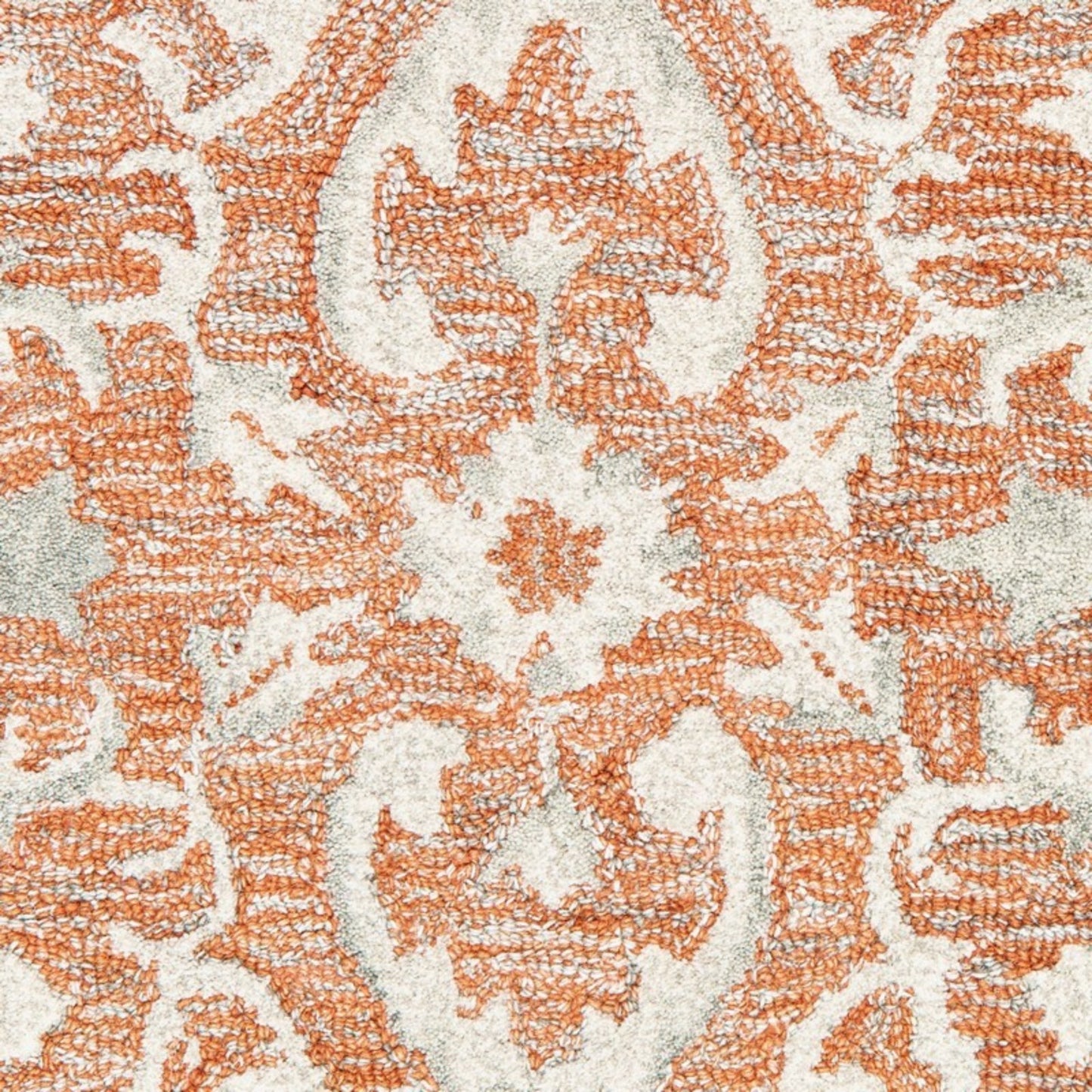 9' X 12' Orange and Ivory Medallion Area Rug