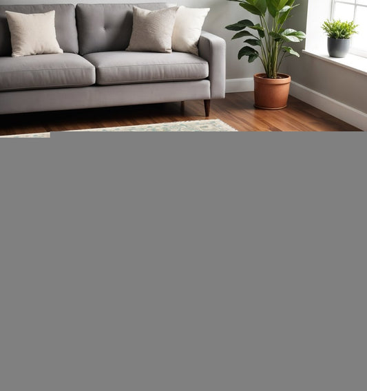 8' X 10' Turquoise and Cream Medallion Area Rug