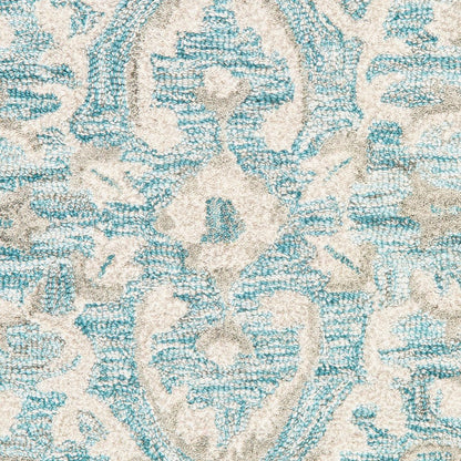 8' X 10' Turquoise and Cream Medallion Area Rug