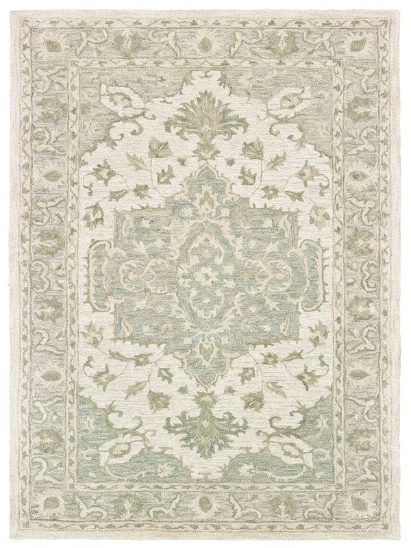 9' X 12' Green Wool Hand Tufted Area Rug