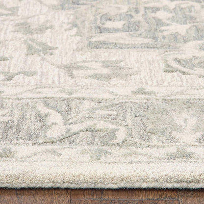8' X 10' Green and Cream Medallion Area Rug