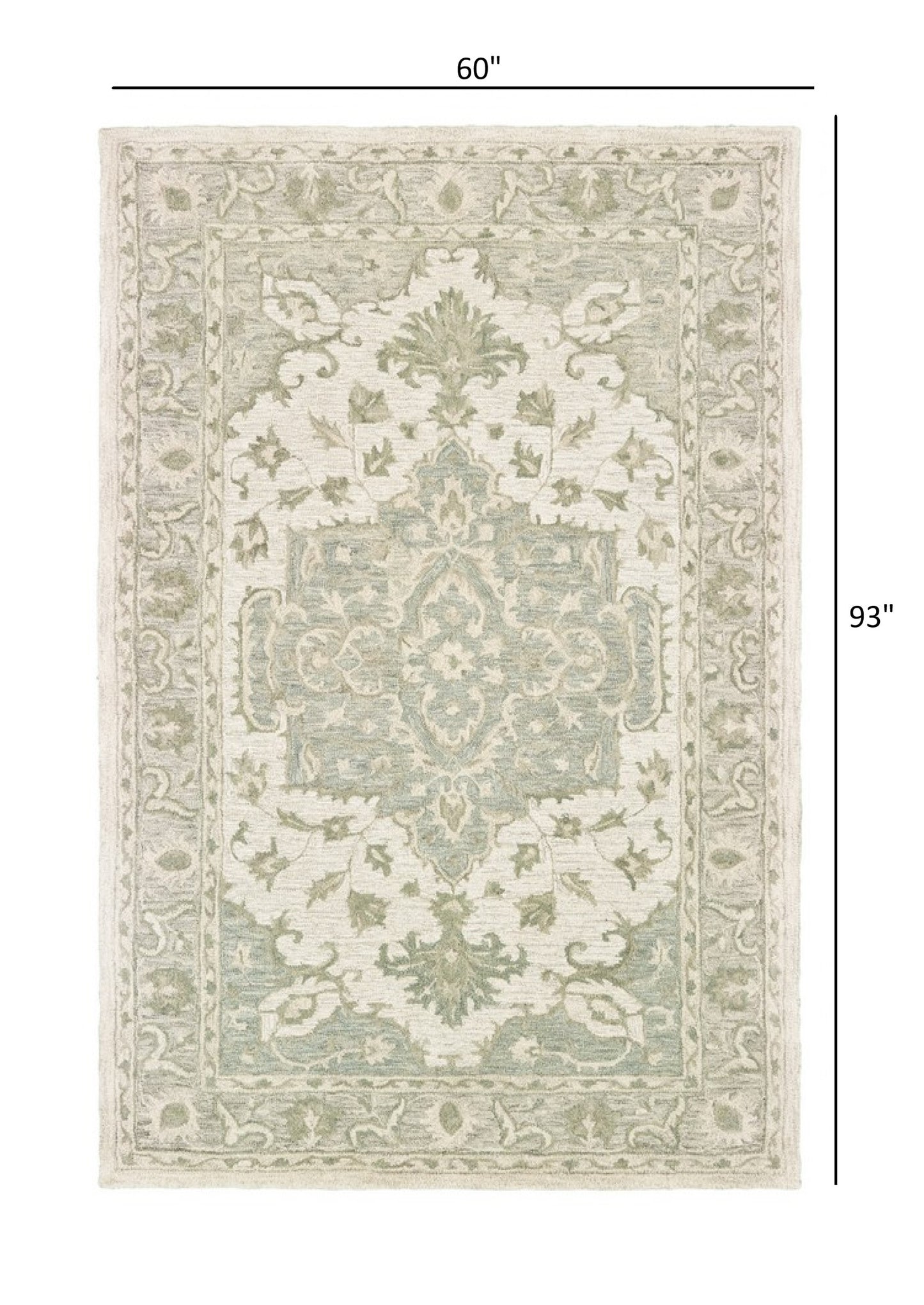 9' X 12' Green Wool Hand Tufted Area Rug