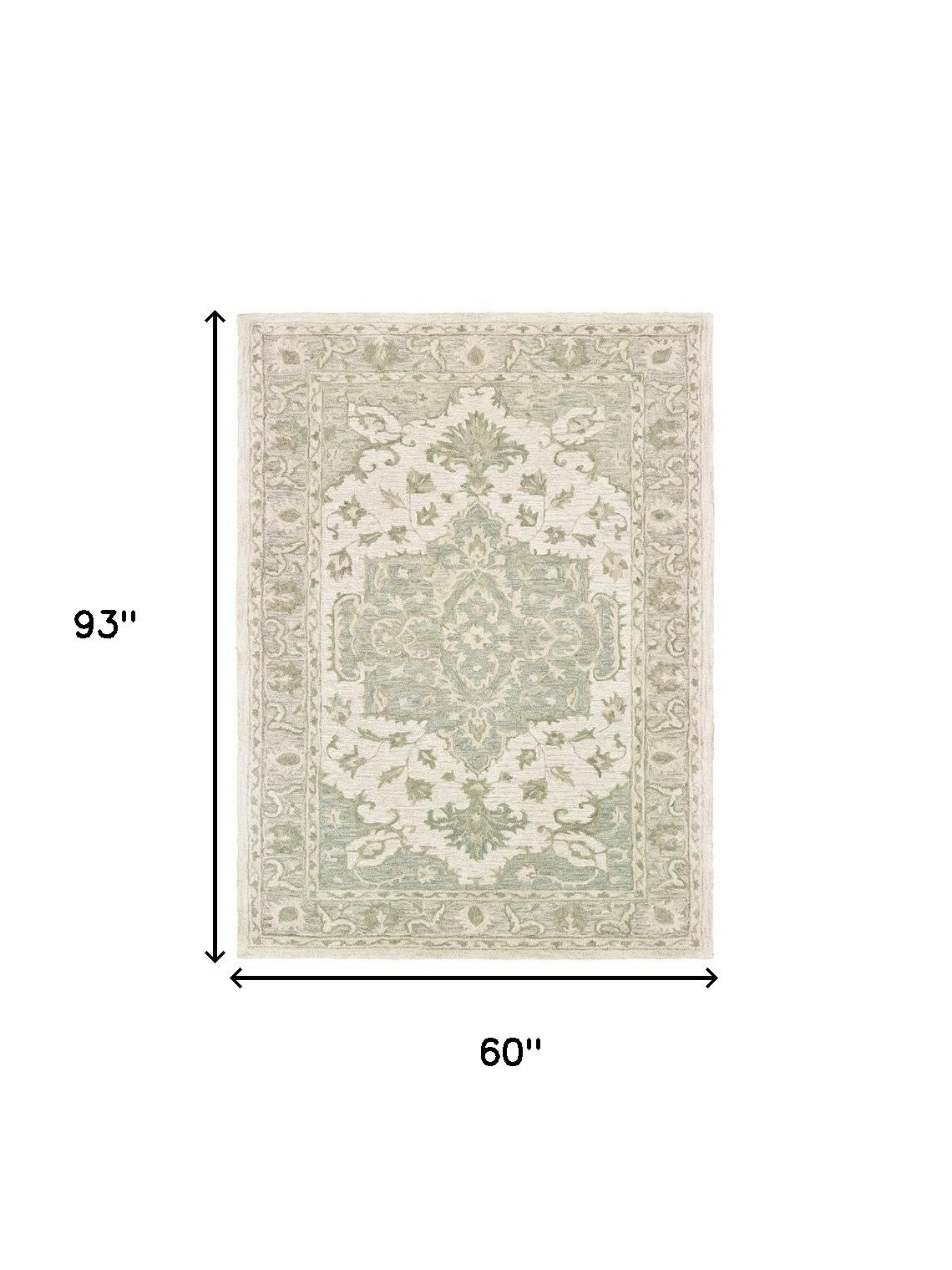 9' X 12' Green Wool Hand Tufted Area Rug