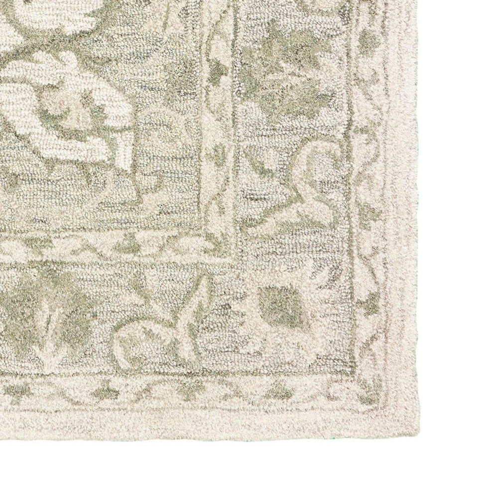 8' X 10' Green and Cream Medallion Area Rug