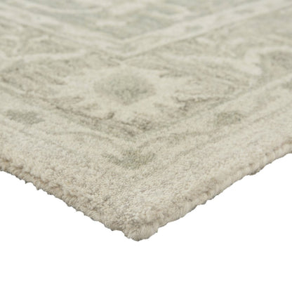 5' X 8' Green and Cream Medallion Area Rug