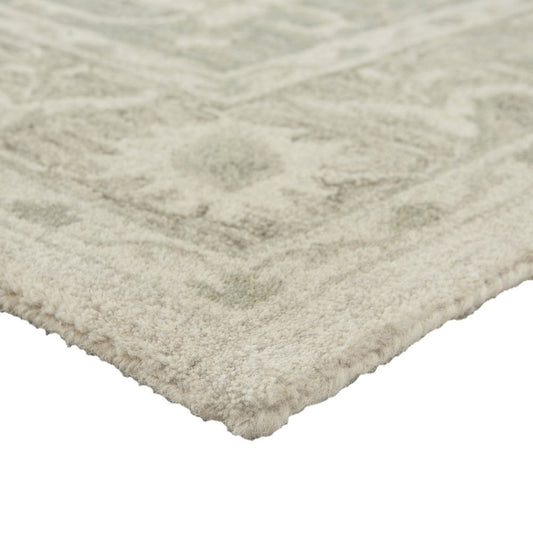 5' X 8' Green and Cream Medallion Area Rug