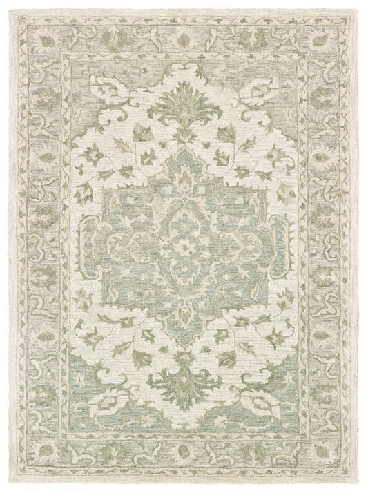 9' X 12' Green Wool Hand Tufted Area Rug