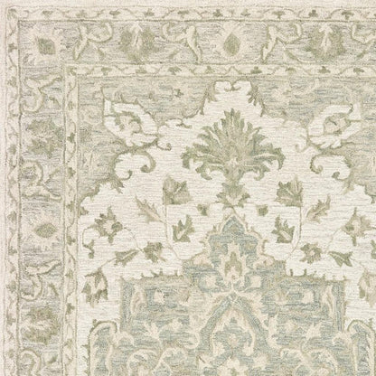 9' X 12' Green Wool Hand Tufted Area Rug
