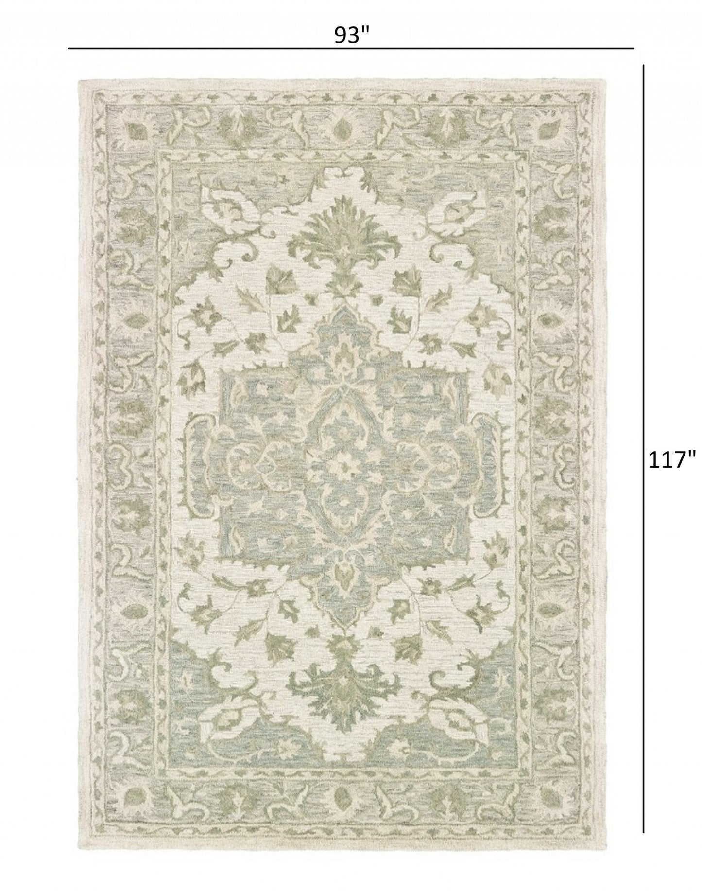 9' X 12' Green Wool Hand Tufted Area Rug