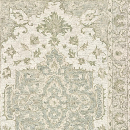 9' X 12' Green Wool Hand Tufted Area Rug