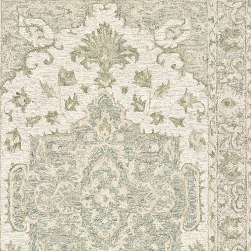 9' X 12' Green Wool Hand Tufted Area Rug