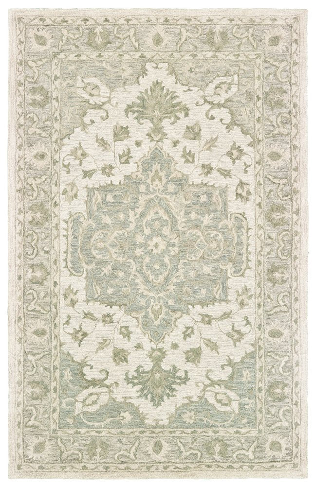 9' X 12' Green Wool Hand Tufted Area Rug