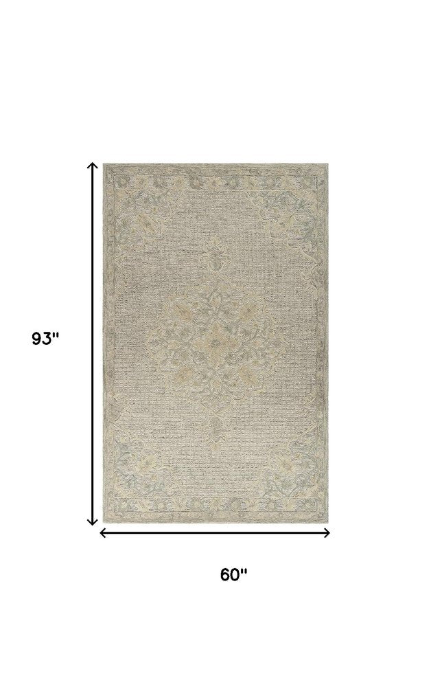 9' X 12' Beige Distressed Floral Area Rug