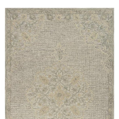 9' X 12' Beige Distressed Floral Area Rug
