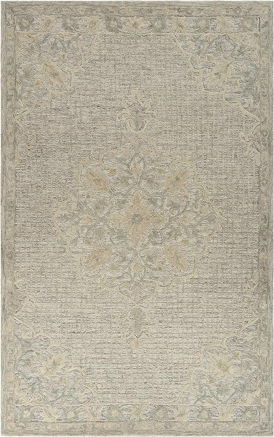 5' X 8' Beige Wool Handmade Area Rug