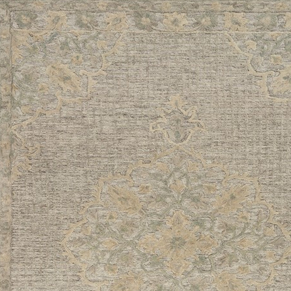 5' X 8' Beige Wool Handmade Area Rug