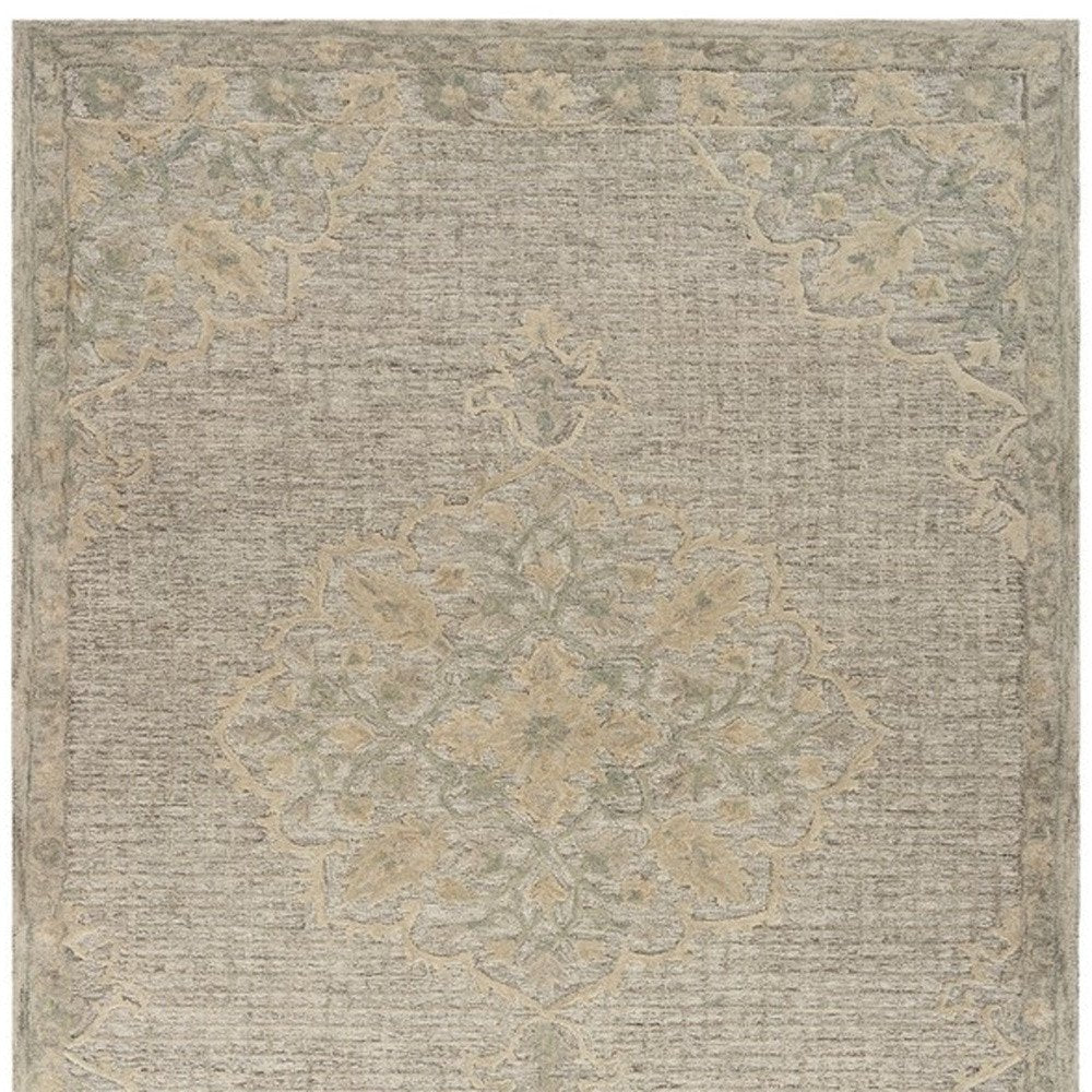 9' X 12' Beige Distressed Floral Area Rug